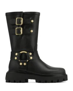 Flake Black Stone Wash Leather